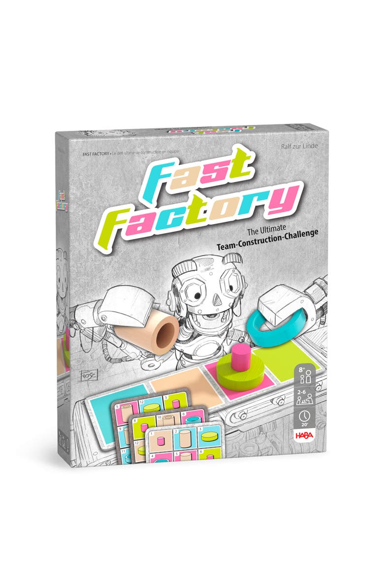 HABA Fast Factory Exciting Robot-Themed Sequence Board Game, Kids 8-12 and up., Main, color, Multi