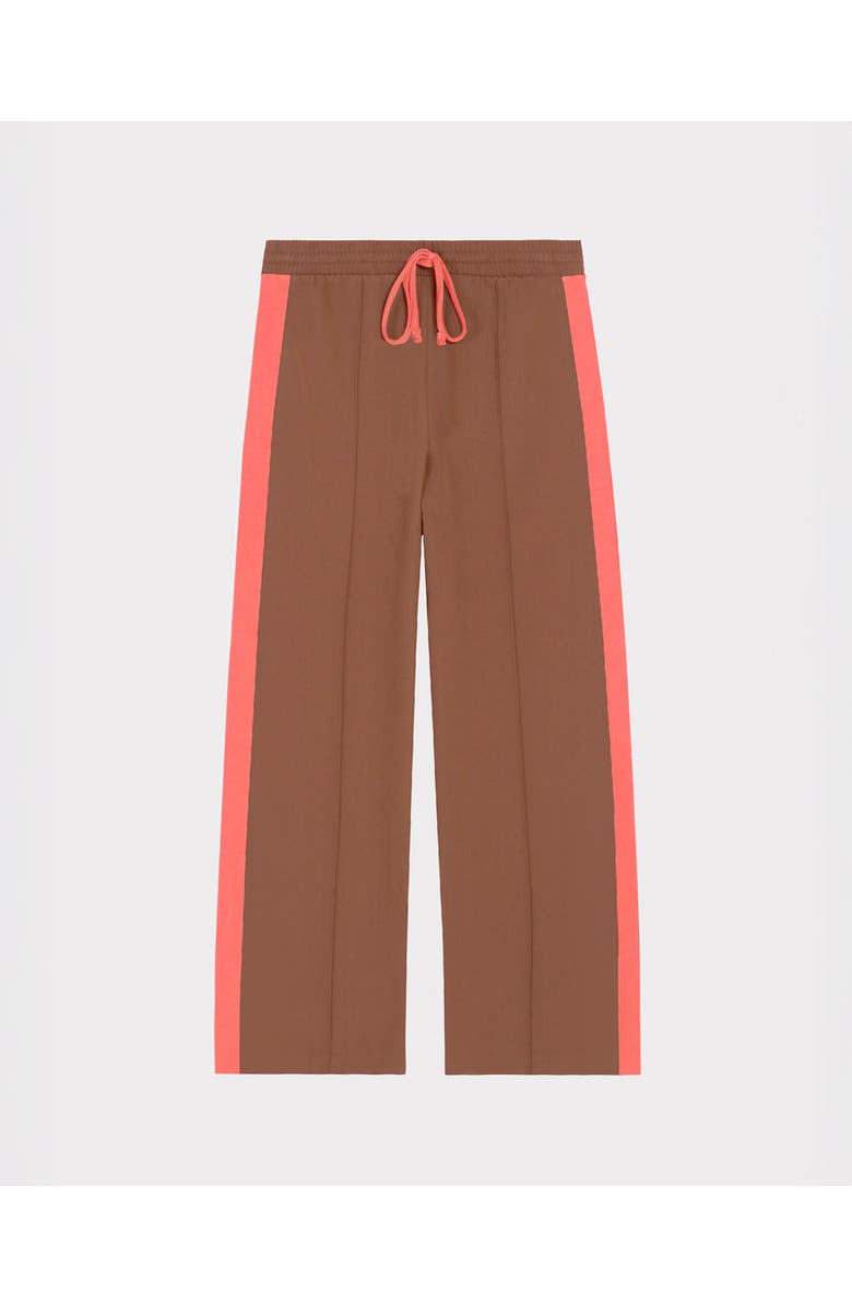 Kettlewell Drawstring Waist Side Stripe Trousers, Alternate, color, Light Chocolate & Coral Stripe