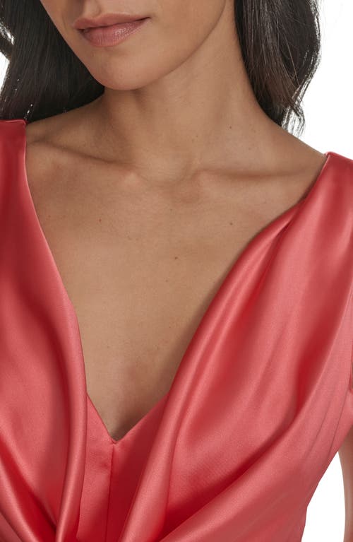 Vince Camuto Draped Neck Satin Gown In Flamingo
