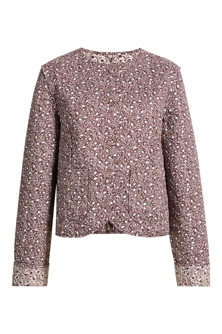 Rowan Cropped Cotton Jacket, Alternate, color, DITSY THISTLE BROWN