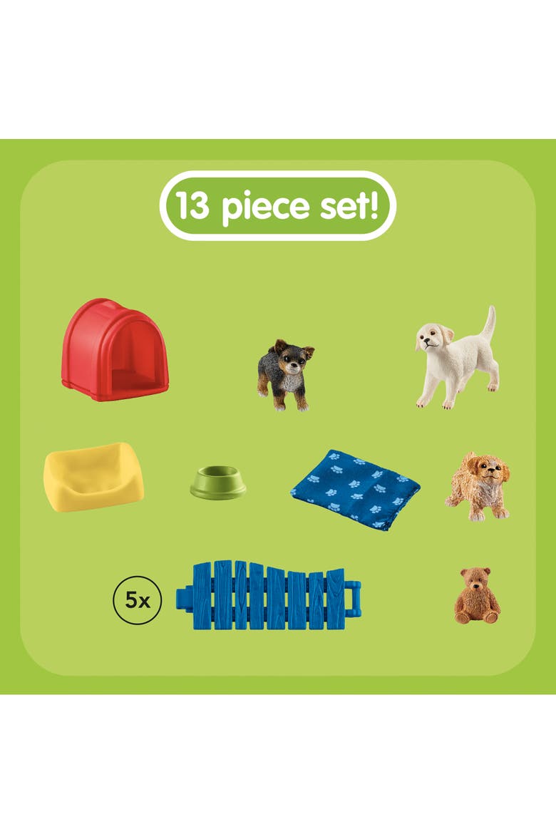 Farm World Puppy Pen, Animal Figurine Playset, Alternate, color, Multicolored