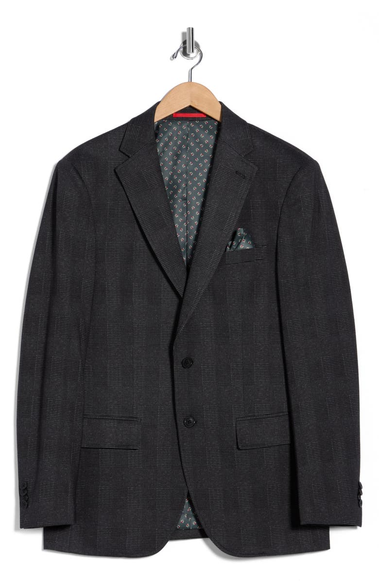 Lucky Brand Glen Plaid Knit Sport Coat, Alternate, color, Charcoal