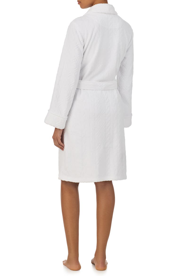 Embroidered Monogram Jacquard Fleece Robe, Alternate, color, WHITE