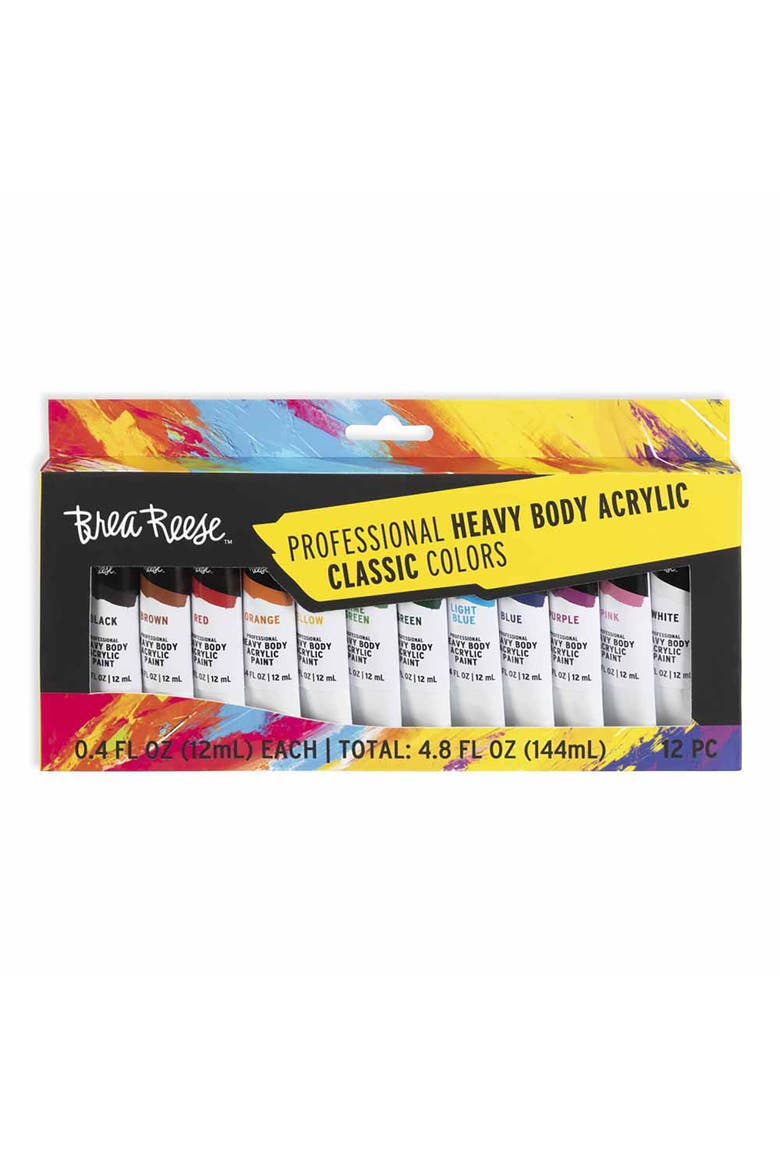 Professional Heavy Body Acrylic Paint Set 12 Tubes, Main, color, Multicolored