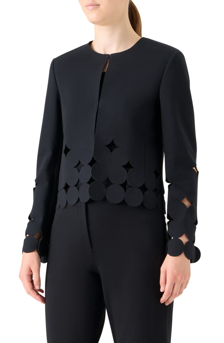 Akris punto Dot Cutout Cardigan, Alternate, color, Black