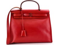 Pre-Owned Hermes Herbag Zip Berline Vache Canvas and Leather 31