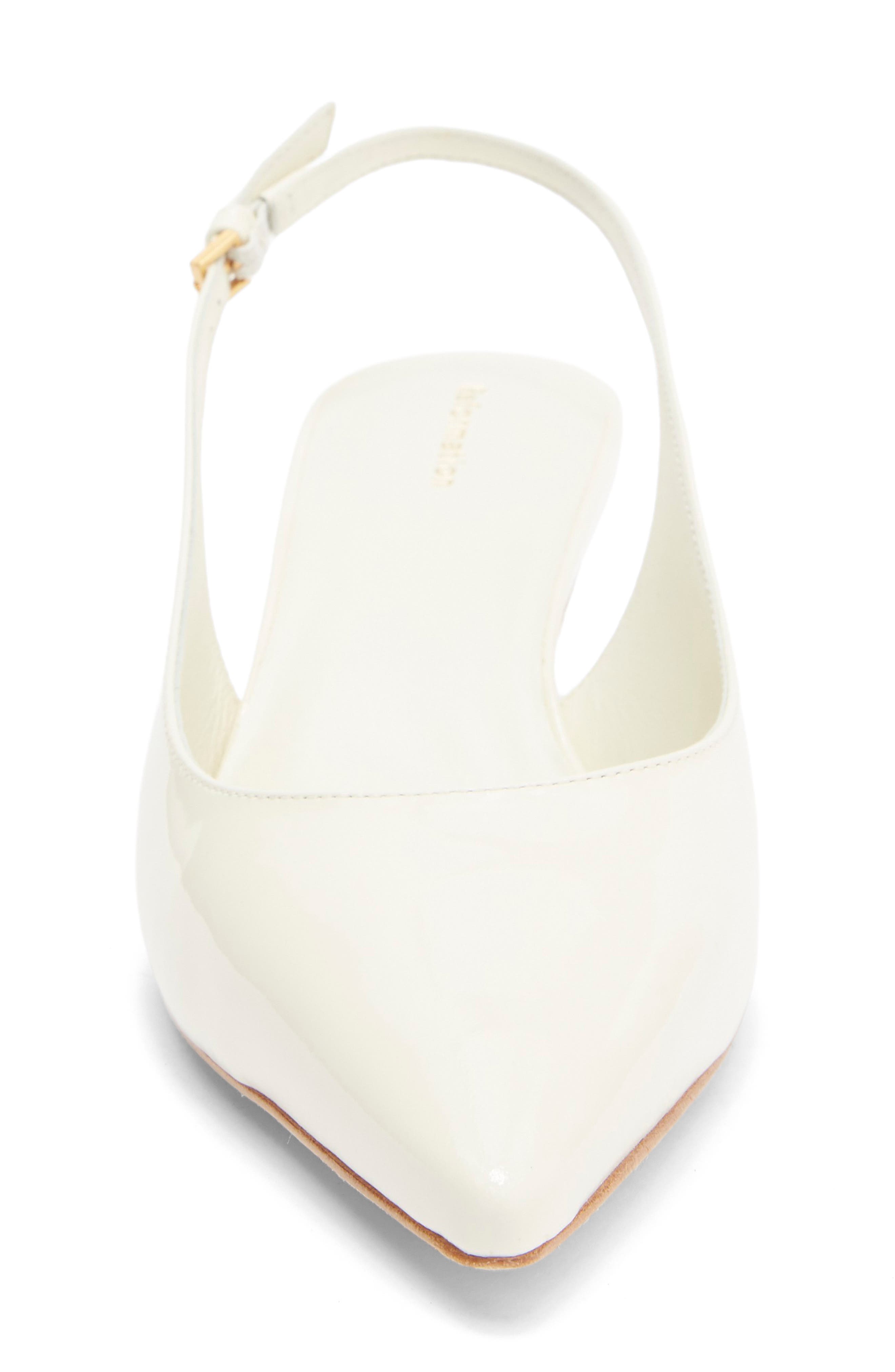 Reformation Wrenley Pointed Toe Slingback Pump, Alternate, color, White Patent