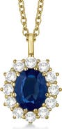 ALLUREZ Oval Gemstone and Diamond Pendant Necklace 14k