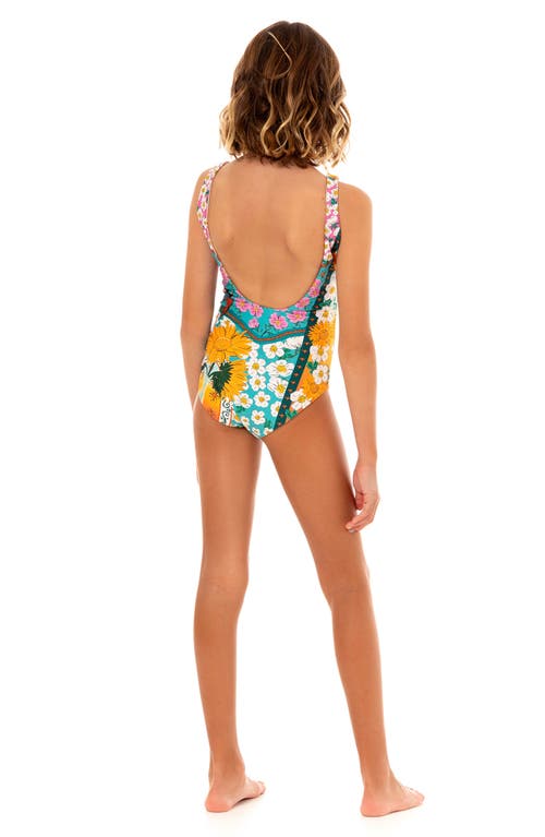 Agua Bendita Kids' Nopal Star One-piece Swimsuit In Blue Multicolor