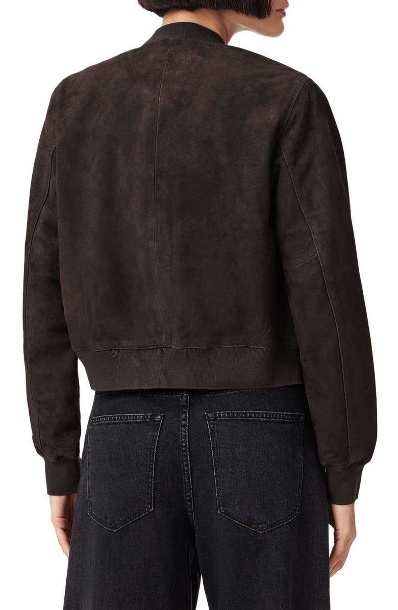 AllSaints Orten Suede Bomber Jacket, Alternate, color, Bitter Brown