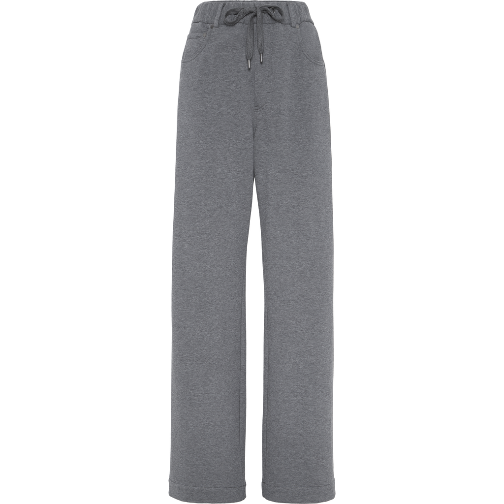 Brunello Cucinelli Comfort Cotton And Silk Wide Pantss In Gray