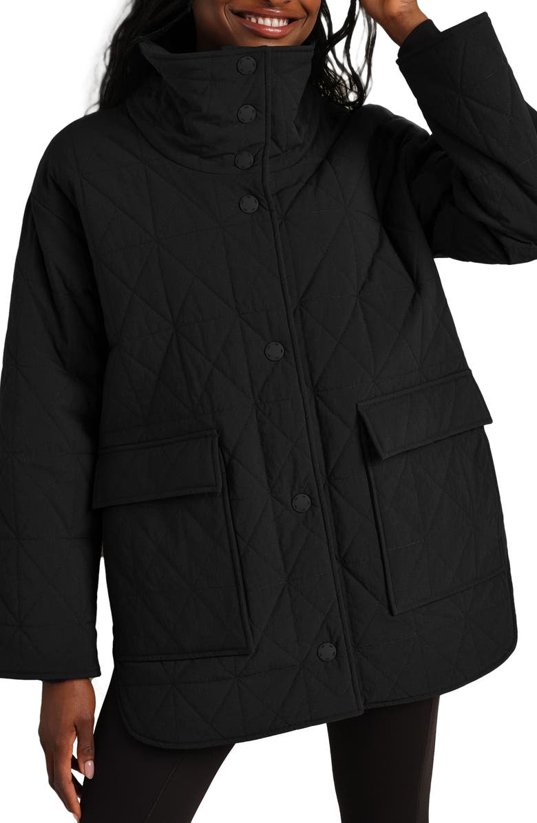 Rhone Monterey Water Repellent Quilted Jacket, Main, color, Pure Black