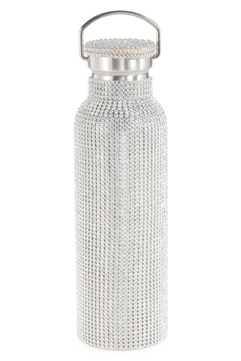 Crystal Embellished Insulated Water Bottle, Main, color, CLEAR/DARK SILVER