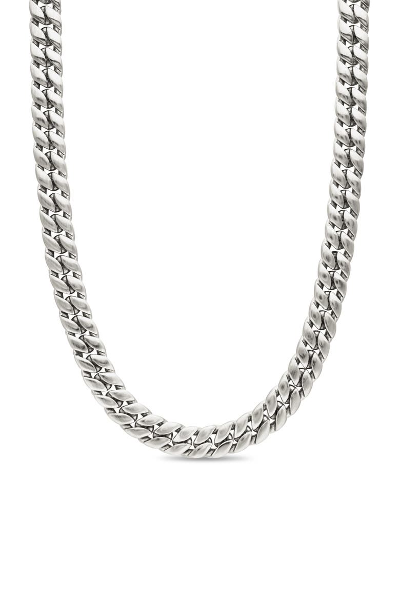 Men's Curb Chain Necklace in Sterling Silver, 11.5mm, Main, color, SILVER