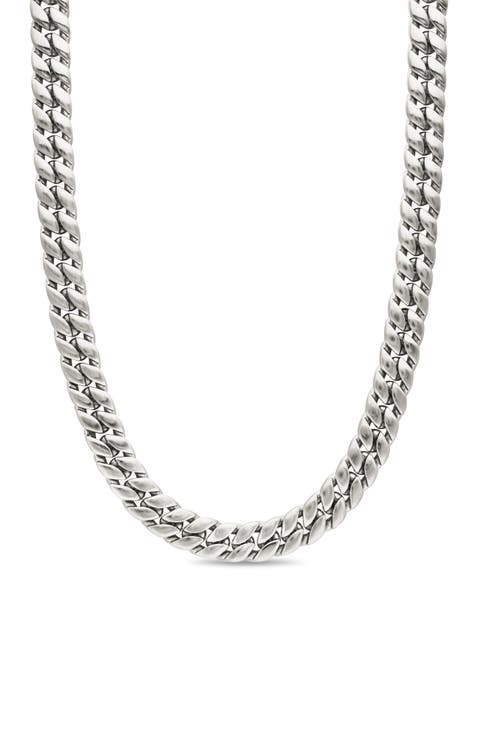 Men's Curb Chain Necklace in Sterling Silver, 11.5mm