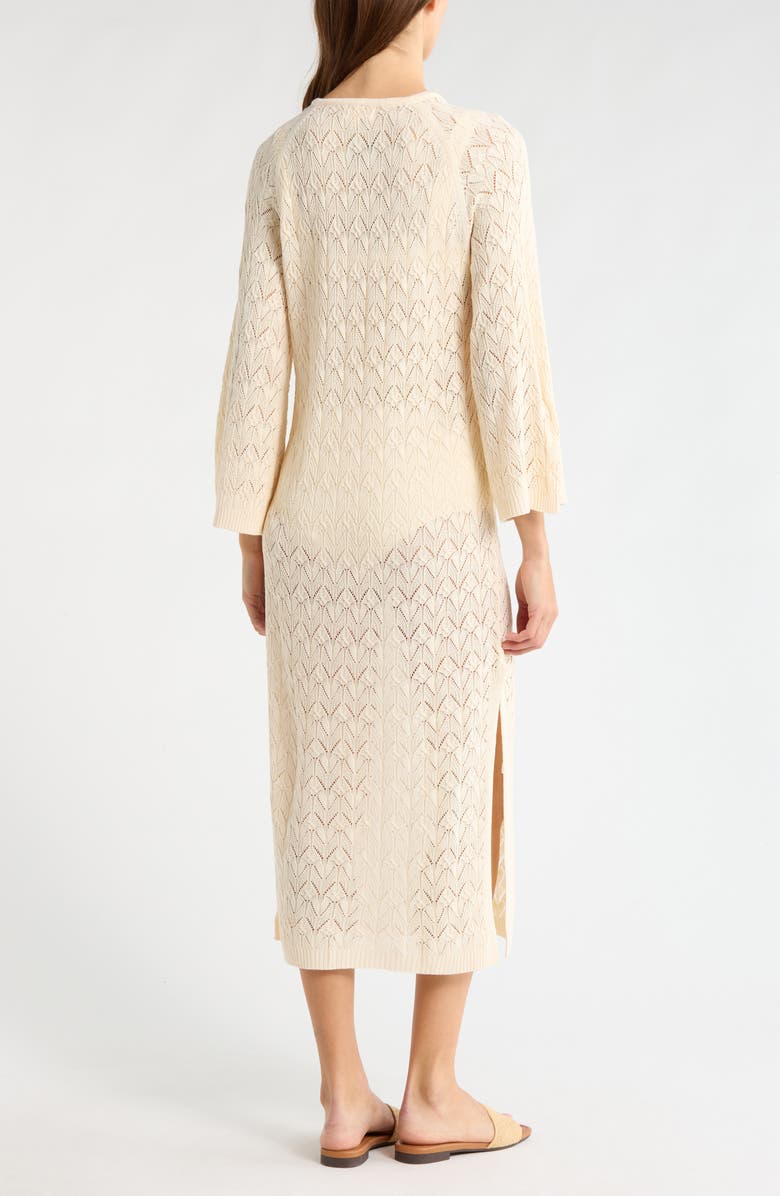 Elan Pointelle Cover-Up Midi Sweater Dress, Alternate, color, Natural