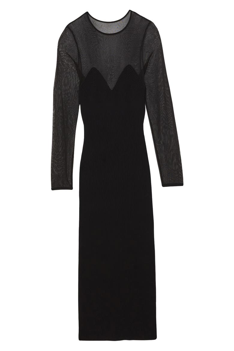 Lila Mixed Media Long Sleeve Cocktail Dress, Alternate, color, BLACK