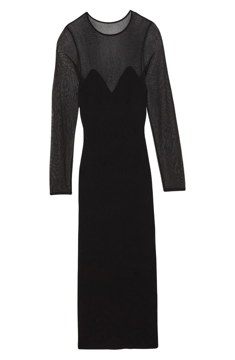 Reiss Lila Mixed Media Long Sleeve Cocktail Dress, Alternate, color, Black
