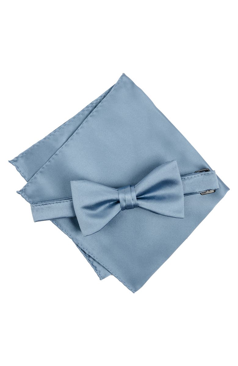 Brooklyn Brigade Men's Solid Satin Pre-Tied Bow Tie, Alternate, color, Dusty Blue
