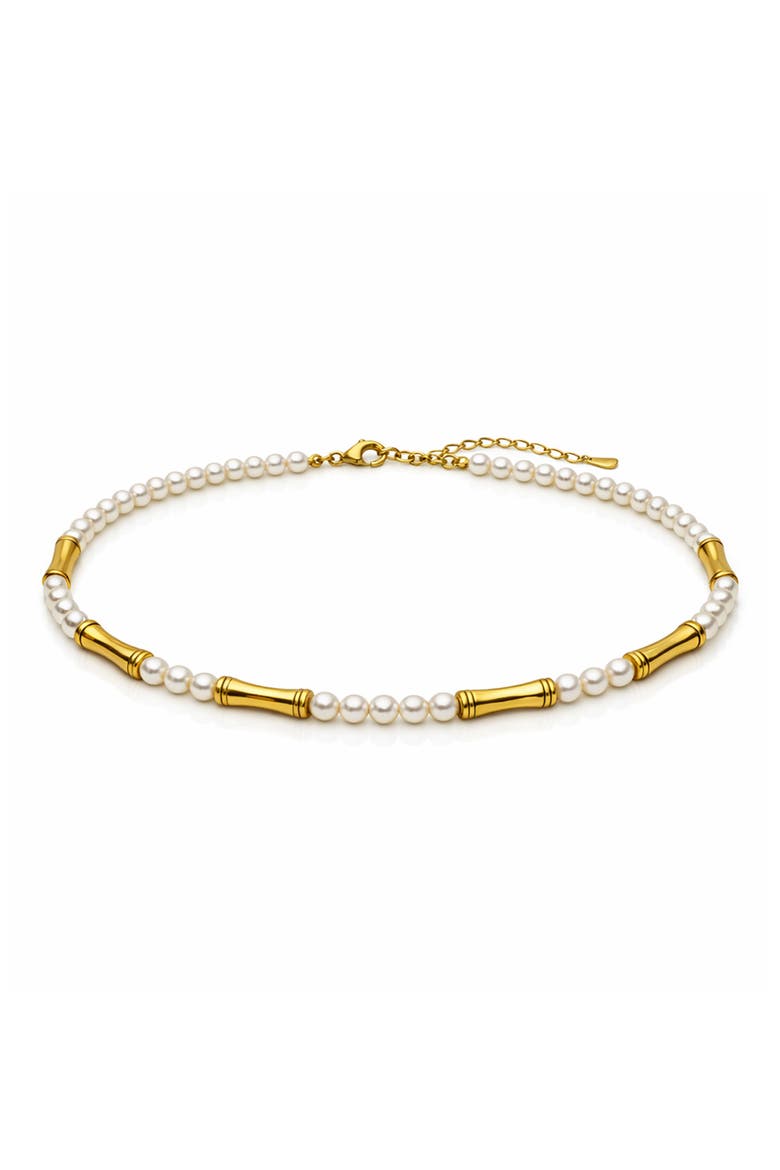 Bamboo & Faux Pearl Choker Necklace, Main, color, GOLD