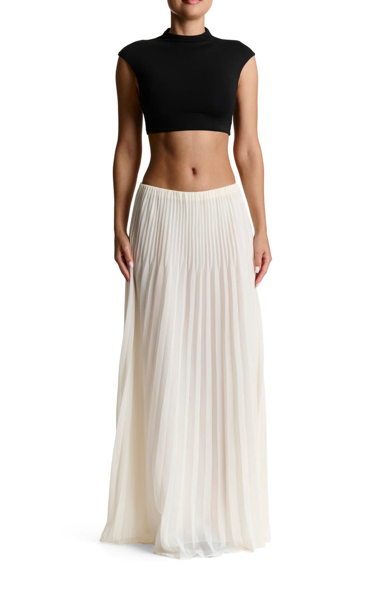 Naked Wardrobe Pleated Chiffon Maxi Skirt, Alternate, color,