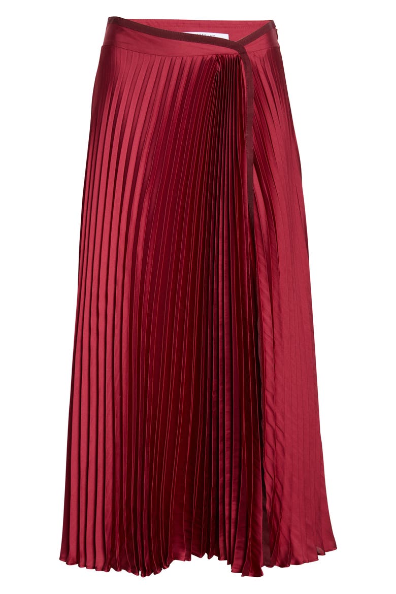 Liriel Pleated Midi Skirt, Alternate, color, CARMINE