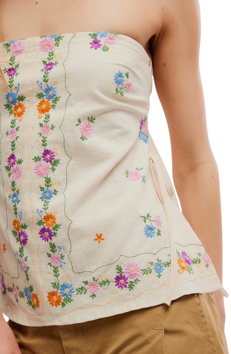 Free People Doily Days Embroidered Strapless Cotton Top, Alternate, color, Cream Combo