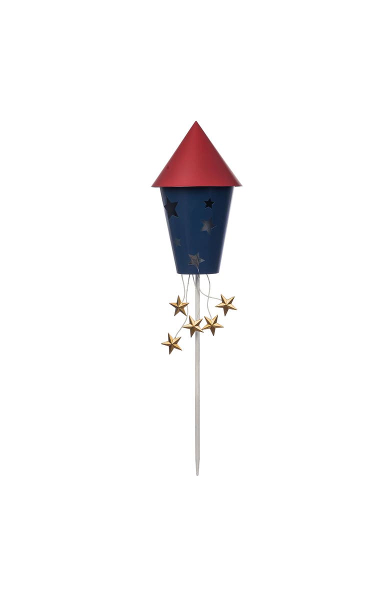 Transpac Metal Rocket Garden Stake Patriotic Home Decoration Decorative Yard Art for Outdoor Spaces, Main, color, Multicolored