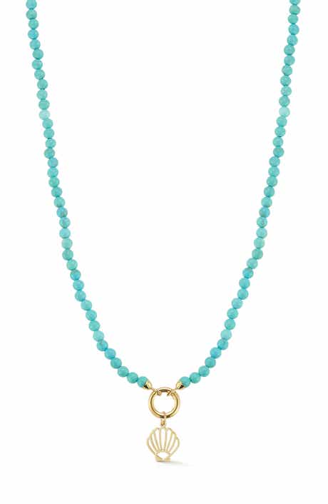 Ember Fine Jewelry Turquoise Beaded Shell Pendant Necklace