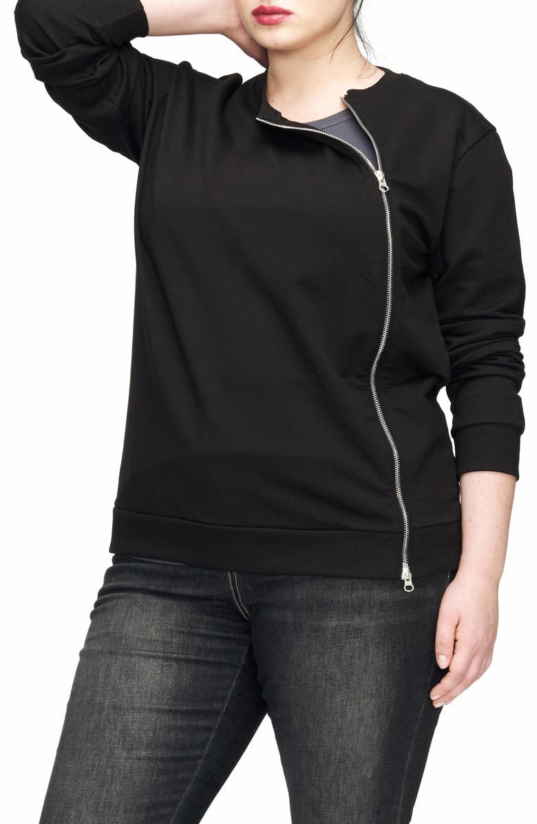 Universal Standard Meridian Zip Front Sweatshirt, Alternate, color,