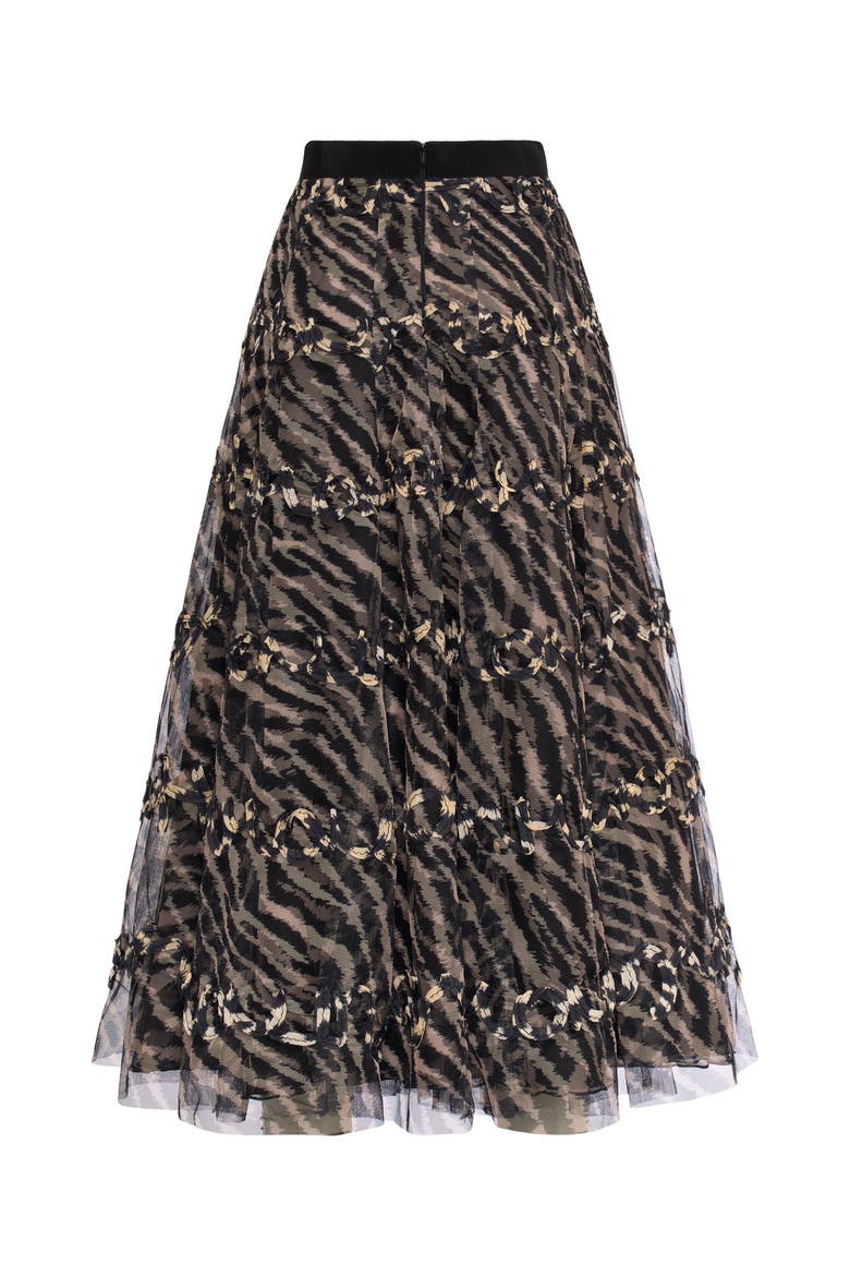 Printed Tull Skirt With Embroidery - Zebra print, Alternate, color, Black / Sand