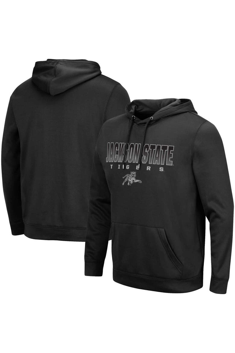 Men's Colosseum Black Jackson State Tigers Blackout 3.0 Pullover Hoodie, Main, color, Black
