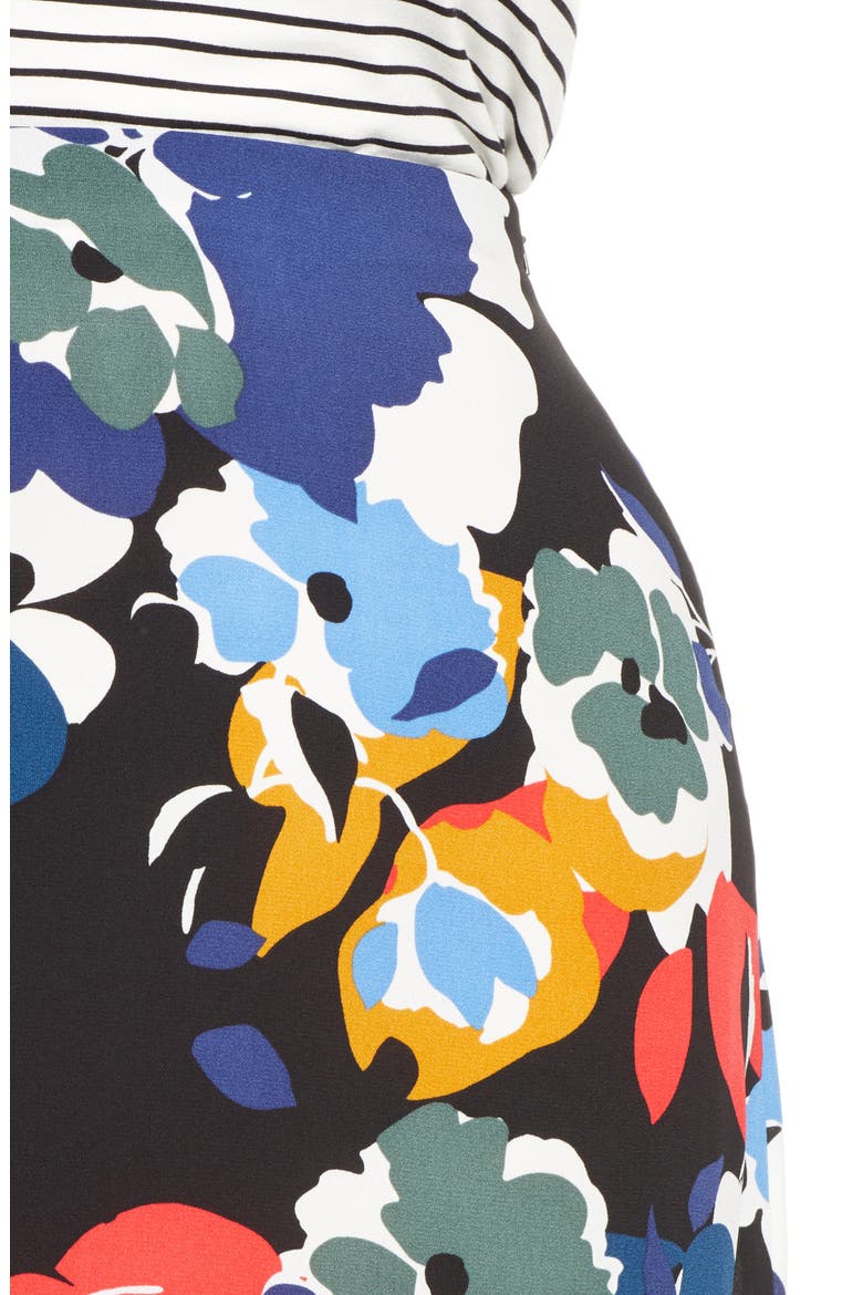 A-Line Midi Skirt, Alternate, color, BLACK- BLUE FLORAL
