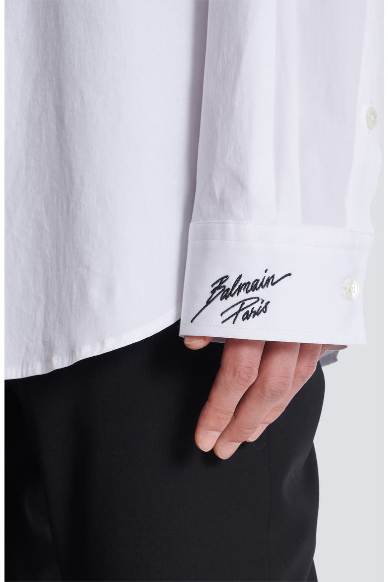 Balmain Love Letter Embroidered Cotton Poplin Button-Up Shirt (Men ...