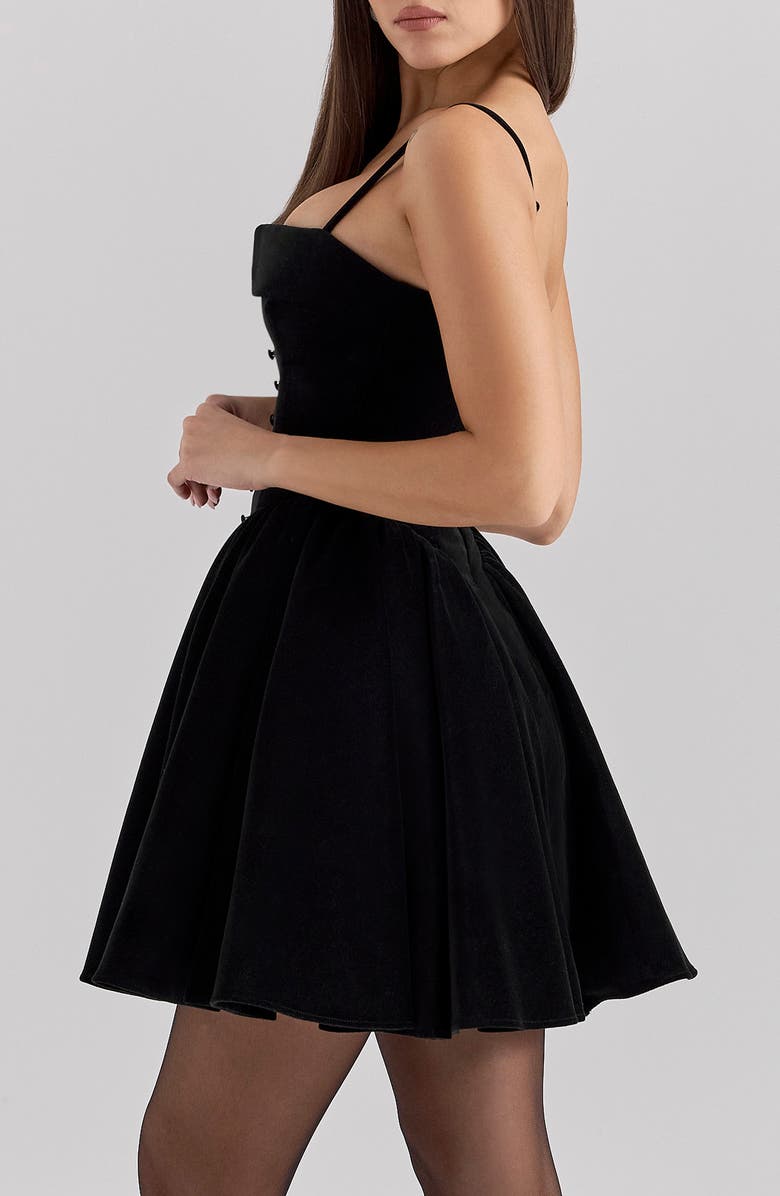 HOUSE OF CB Selina Fit & Flare Velvet Minidress, Alternate, color, Black
