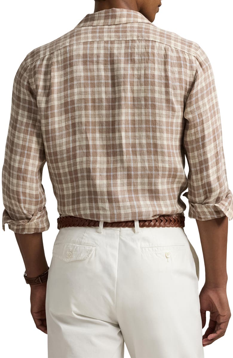 Polo Ralph Lauren Plaid Linen Classic Fit Long Sleeve Camp Shirt, Alternate, color, 