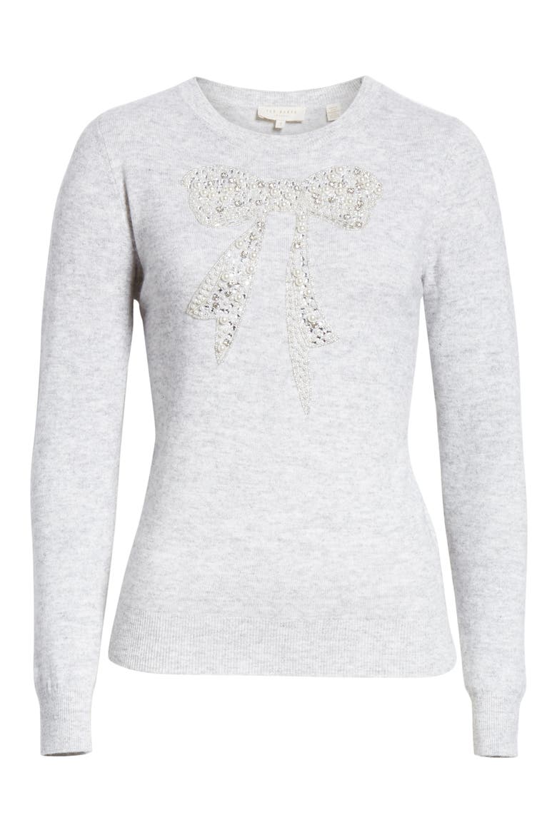 Embellished Sweater, Alternate, color, GREY