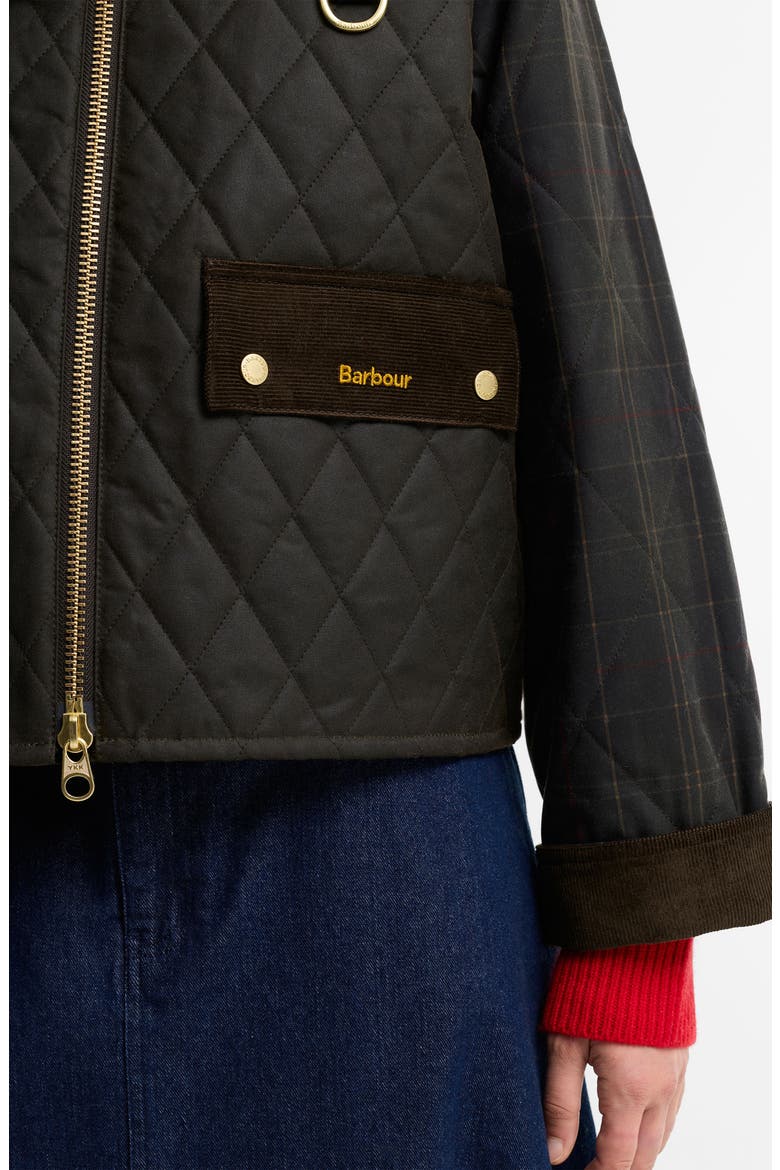 Tartan Reimagined Icon Quilted Waxed Cotton Jacket, Alternate, color, OLIVE/ CLASSIC