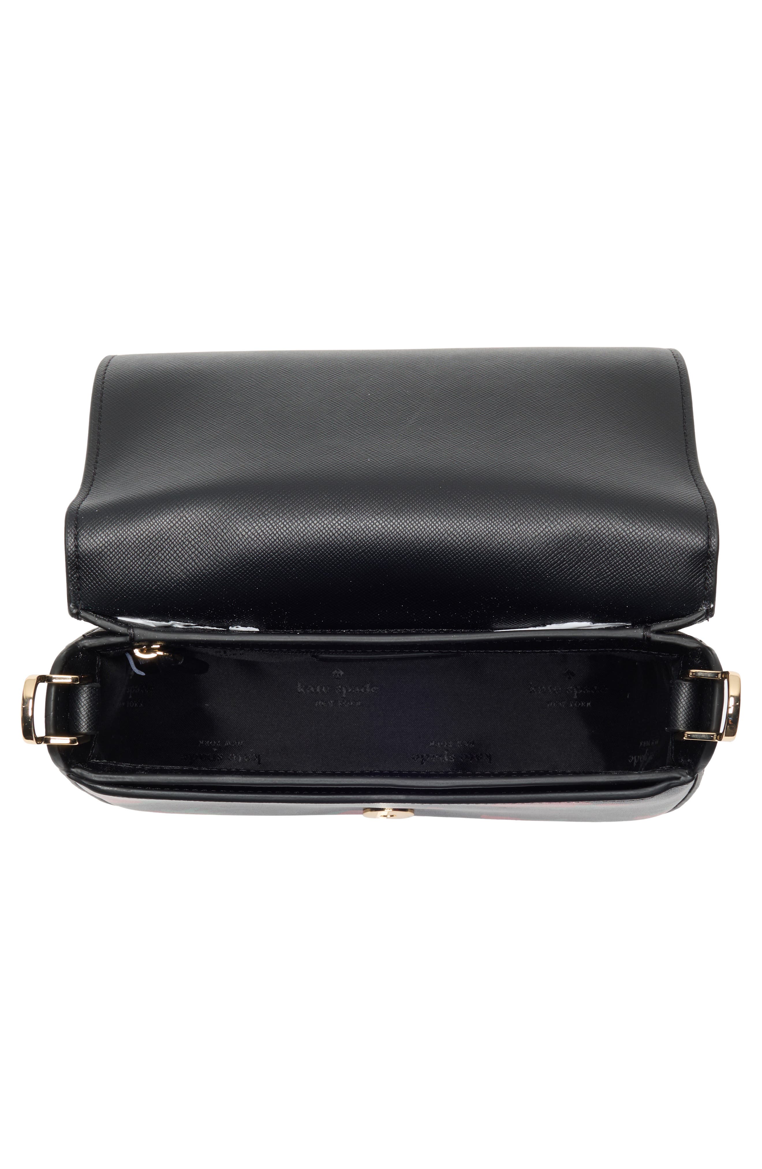 Kate Spade New York madison rose toss print saddle bag, Alternate, color, Black Multi