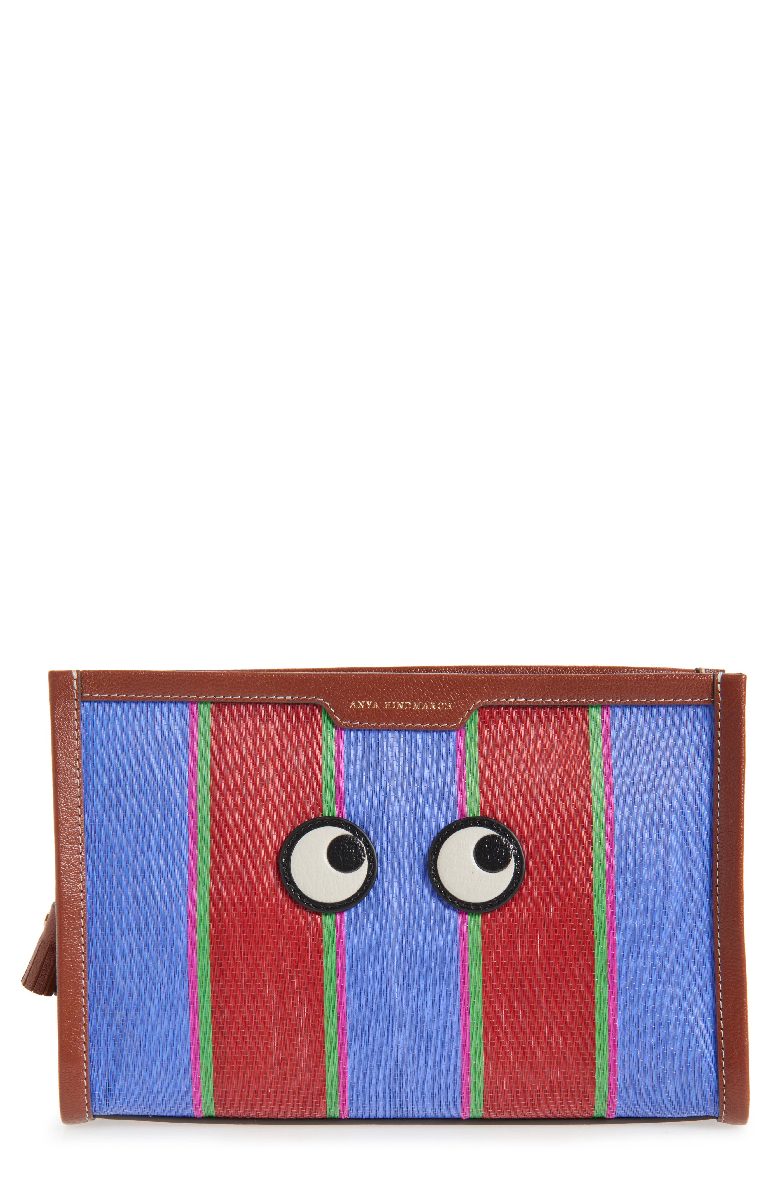 Anya Hindmarch Eyes Stripe Clutch, Main, color, 