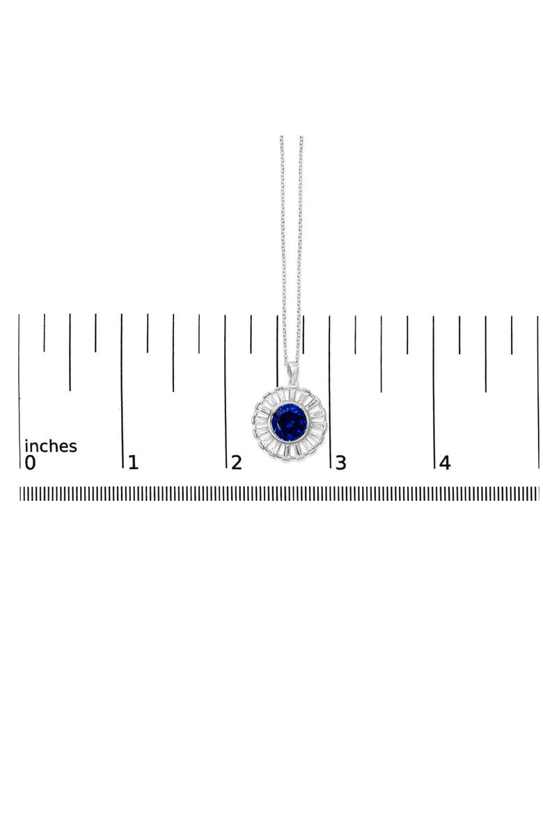 Sterling Silver Lab Grown Sapphire and Diamond Medallion Pendant Necklace, Alternate, color, Silver
