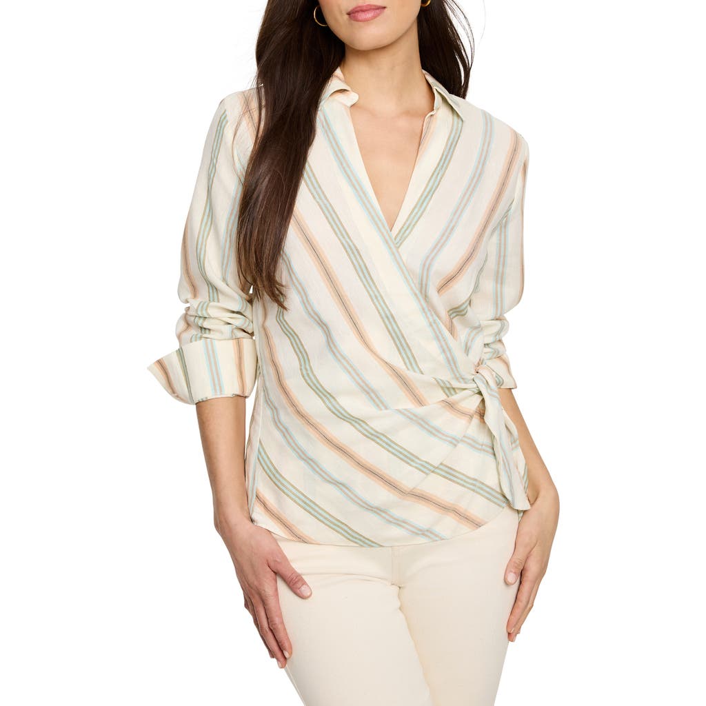 Nic + Zoe Nic+zoe Weekly Wrap Stripe Wrap Top In Neutral Multi