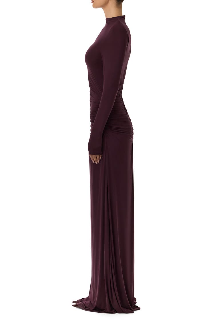 Funnel Neck Long Sleeve Dress, Alternate, color, DARK PLUM