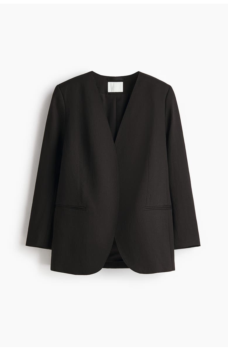H&M Collarless Blazer, Main, color, Black