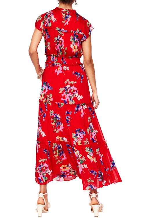 Shop Boden Pleat & Ruffle Floral Print Dress In Red