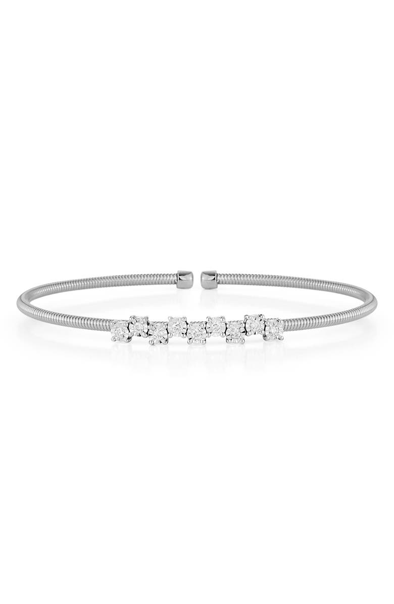 Dana Rebecca Designs Ava Bea Zigzag Diamond Flexi Cuff, Main, color, White Gold