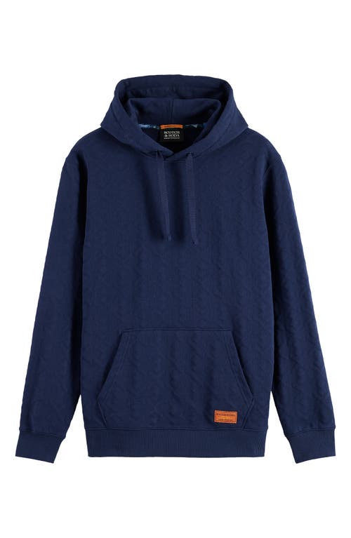 Scotch & Soda Geo Jacquard Terry Hoodie In Blue