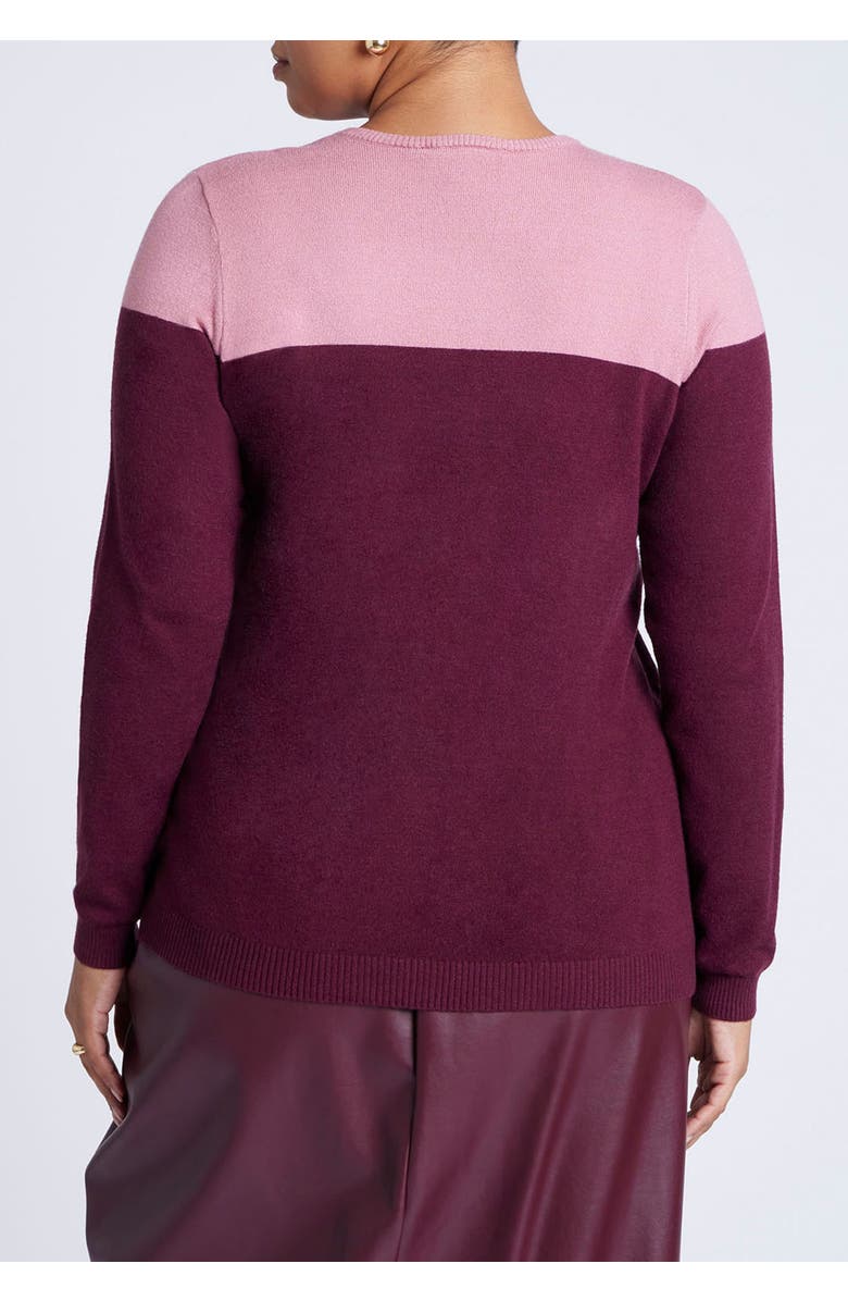 ELOQUII Sweetheart Colorblock Sweater, Alternate, color, Candy Pink Maroon Banner