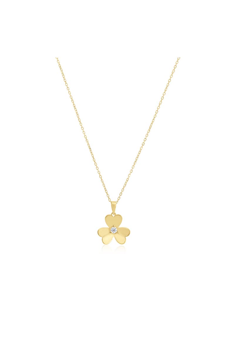 Clover Petal CZ Necklace, Main, color, Gold-Plated Sterling Silver