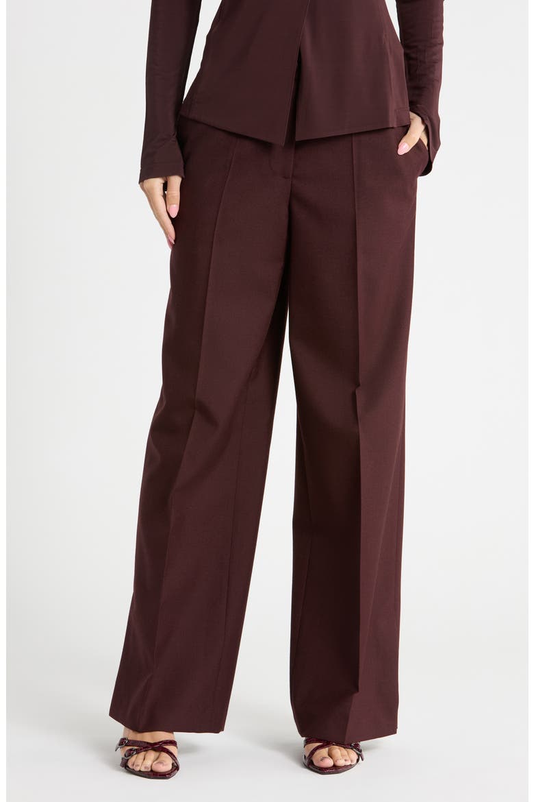 Vented Virgin Wool Wide Leg Trousers, Main, color, MAHOGANY